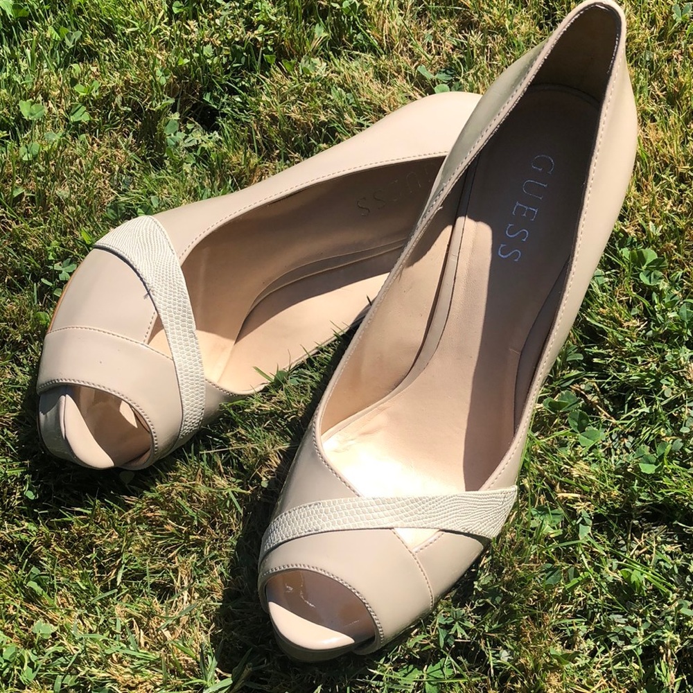 Guess peep toe heels